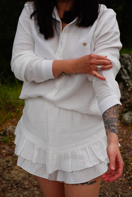 Chemise Gaze de Coton Blanc – Duo Maman &amp; Enfant Matchy Matchy  Assortie | 40€ - 42€