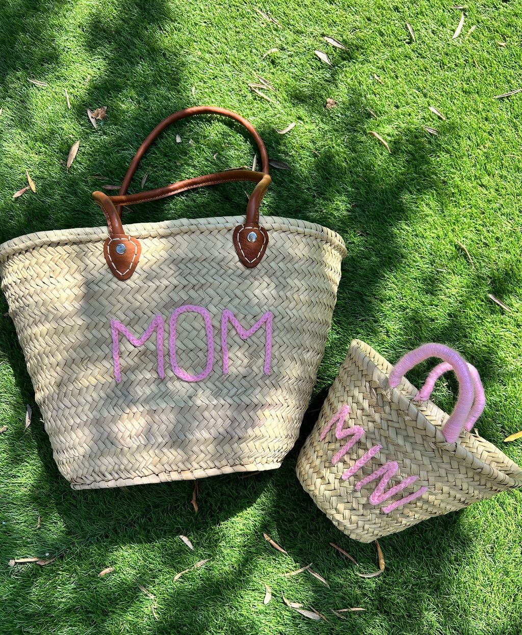 Duo de paniers "Mom & Mini" – Panier en paille