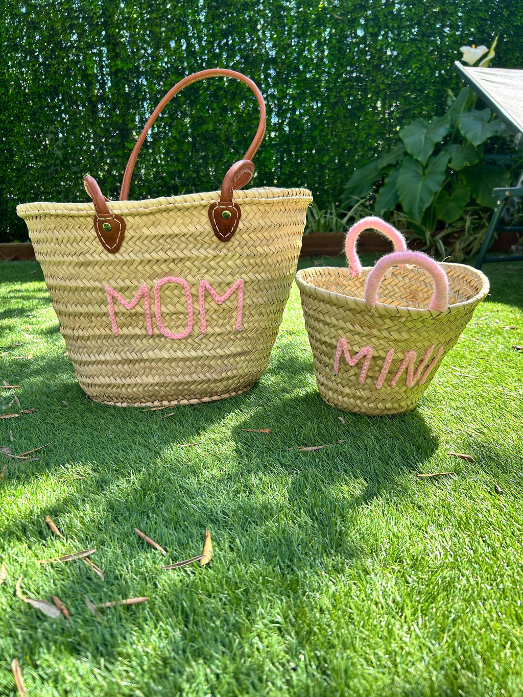Duo de paniers "Mom & Mini" – Panier en paille